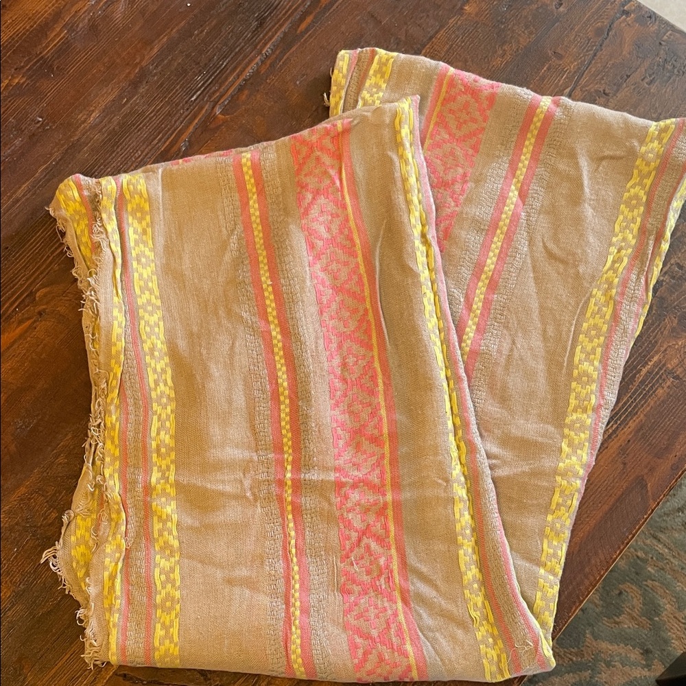 Infinity round Anthropologie Pink and Yellow Striped Scarf